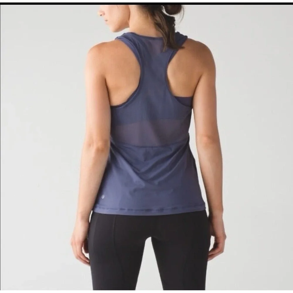 Lululemon Athletica fast as light 2 in 1 Size 8 Blue Racerback Tank Athletic